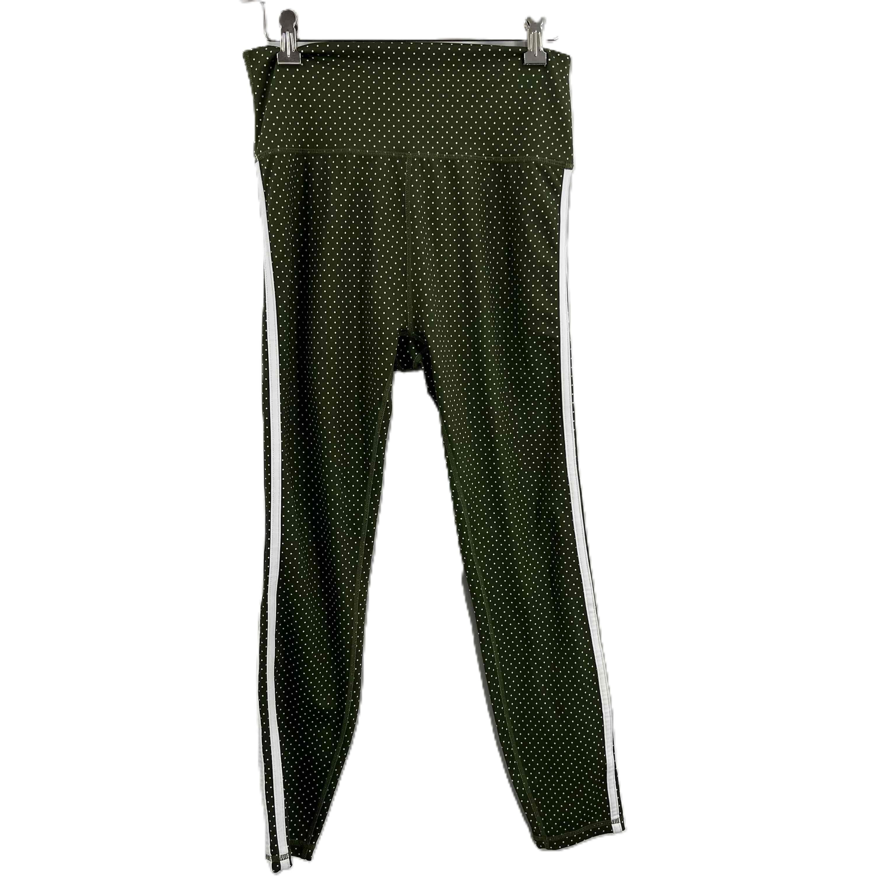 Wilo The Label Green Polka Dot Side Stripe High Rise Athletic Leggings Large